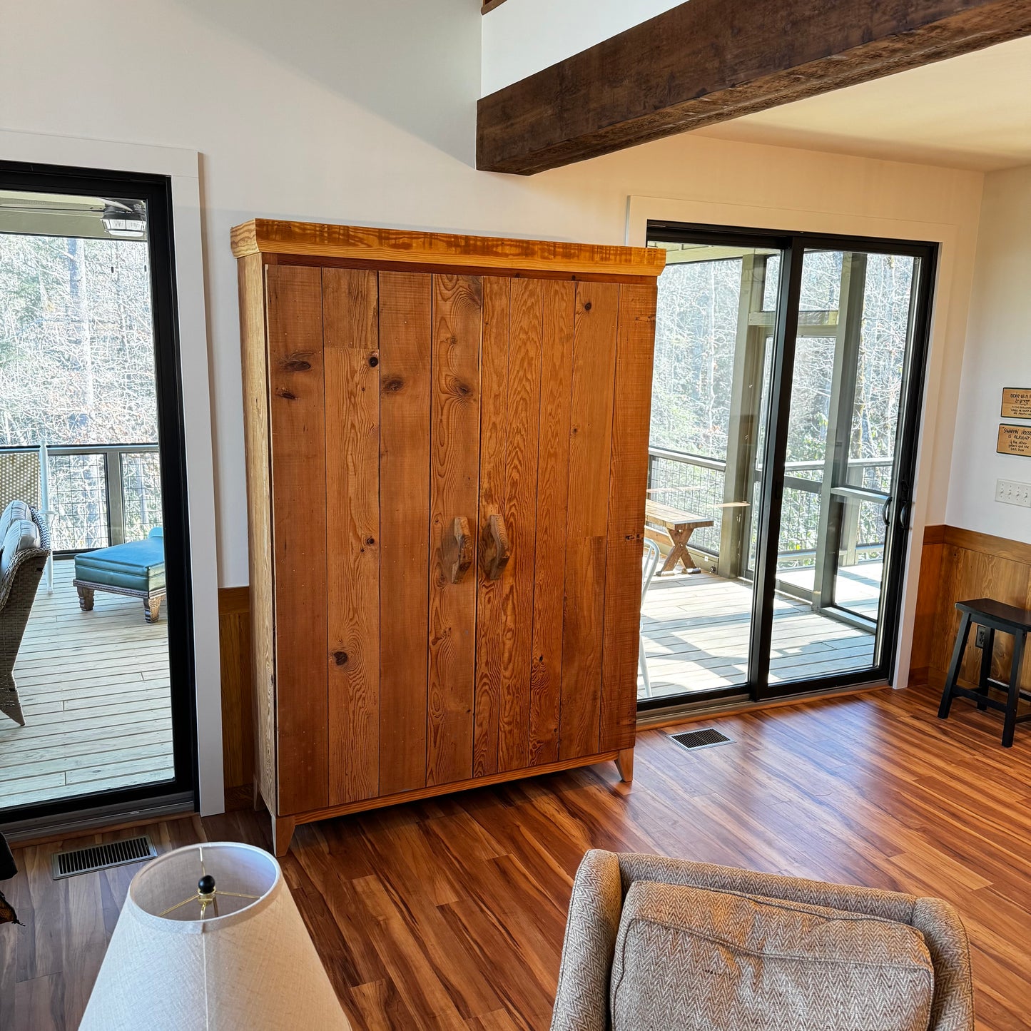 Armoire Crafted from Historic Reclaimed Wood Paneling